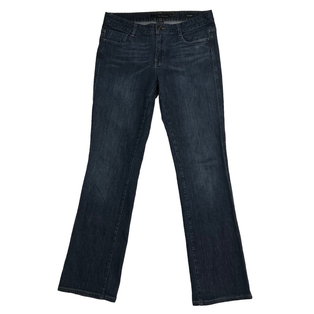 Calvin Klein Lean Boot Jeans Women's 31.5 TAG 29/8 Blue Denim Dark Wash - Picture 3 of 17